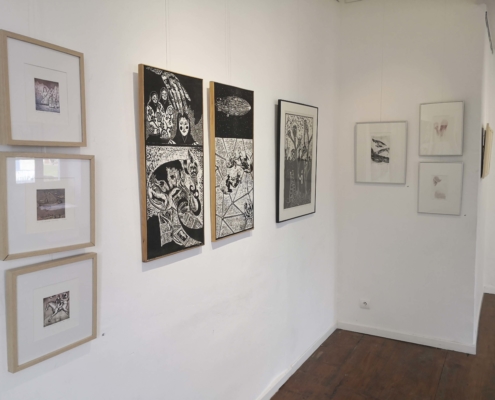 Exposition Gravures Ekin Kirimkan, Iris Miranda, Melissa Tresse Abbadiale décembre 2019 janvier 2020