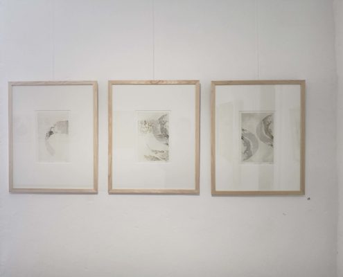 Exposition Gravures Ekin Kirimkan, Iris Miranda, Melissa Tresse Abbadiale décembre 2019 janvier 2020