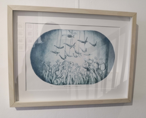 Exposition Gravures Ekin Kirimkan, Iris Miranda, Melissa Tresse Abbadiale décembre 2019 janvier 2020