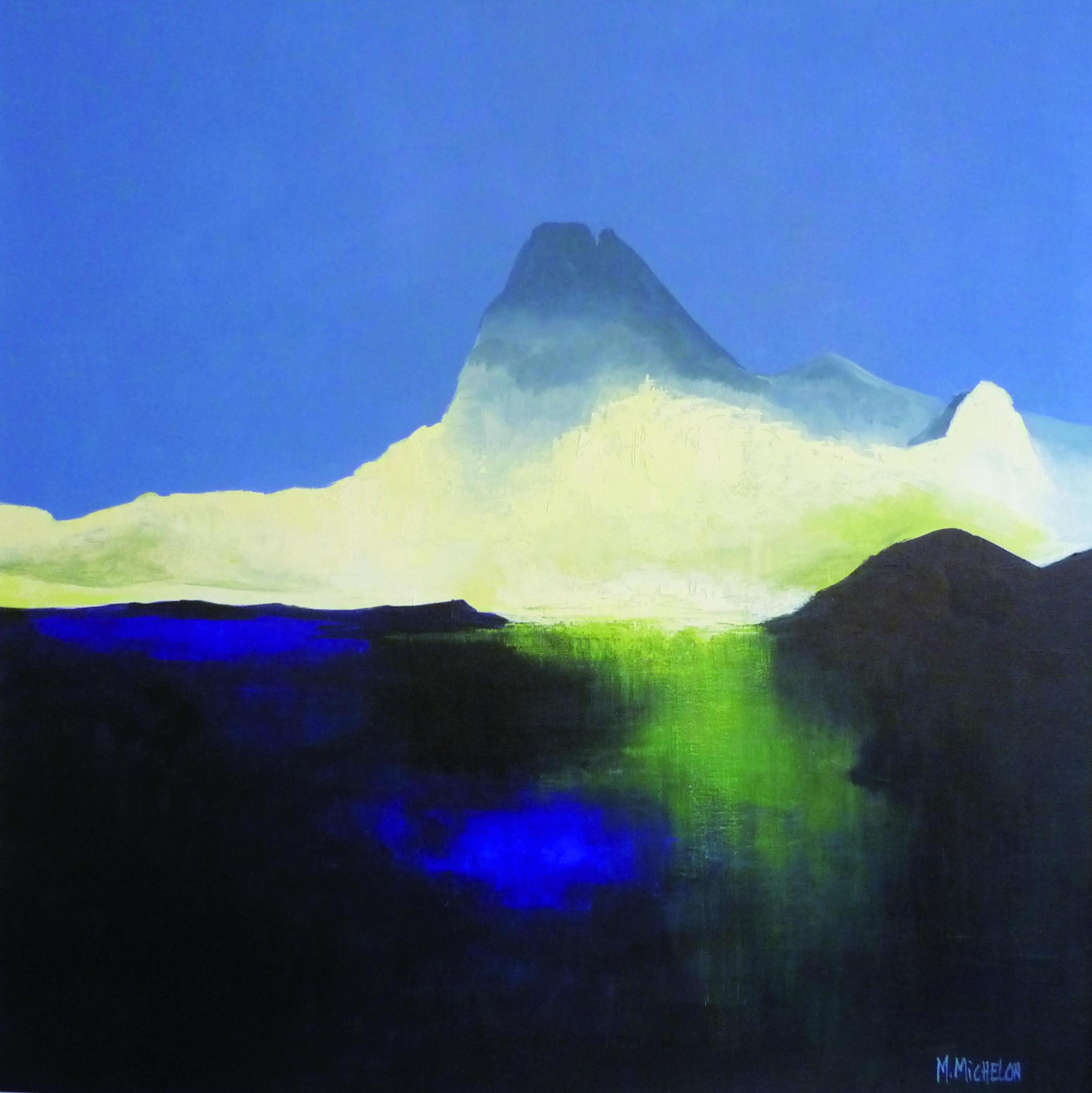VUE OSSAU 80X80Maryse Michelon, Abbadiale, Arras-en-Lavedan,peinture, Hautes-Pyrénées