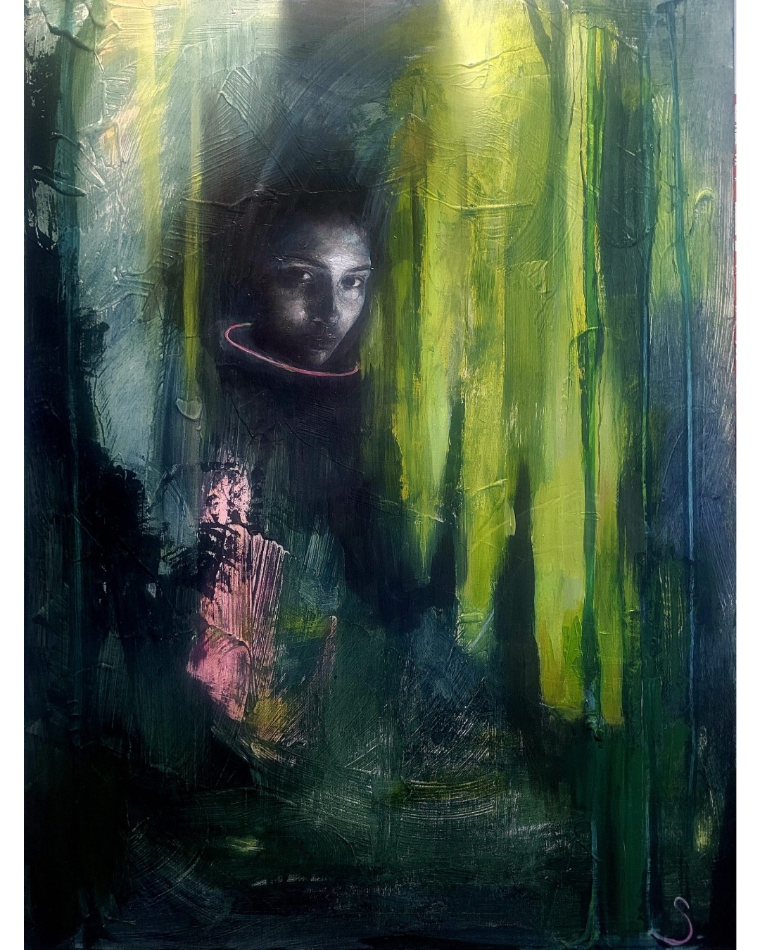 24-12_noel-25-IGw Sandra Quintin – figure féminine entre réel et abstraction, peinture, exposition collective de Noël 2024, L'Abbadiale