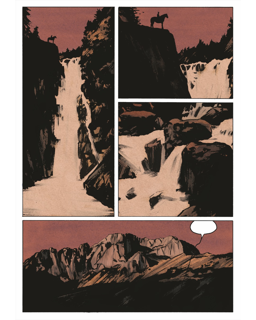 26-06_Lignes de crete-5-IG Planche de Mona d'Éric Savoldelli (Les Étages Éditions, 2026) — jeunes migrants italiens et leur jument de trait Mona dans le massif des Écrins, années 1950