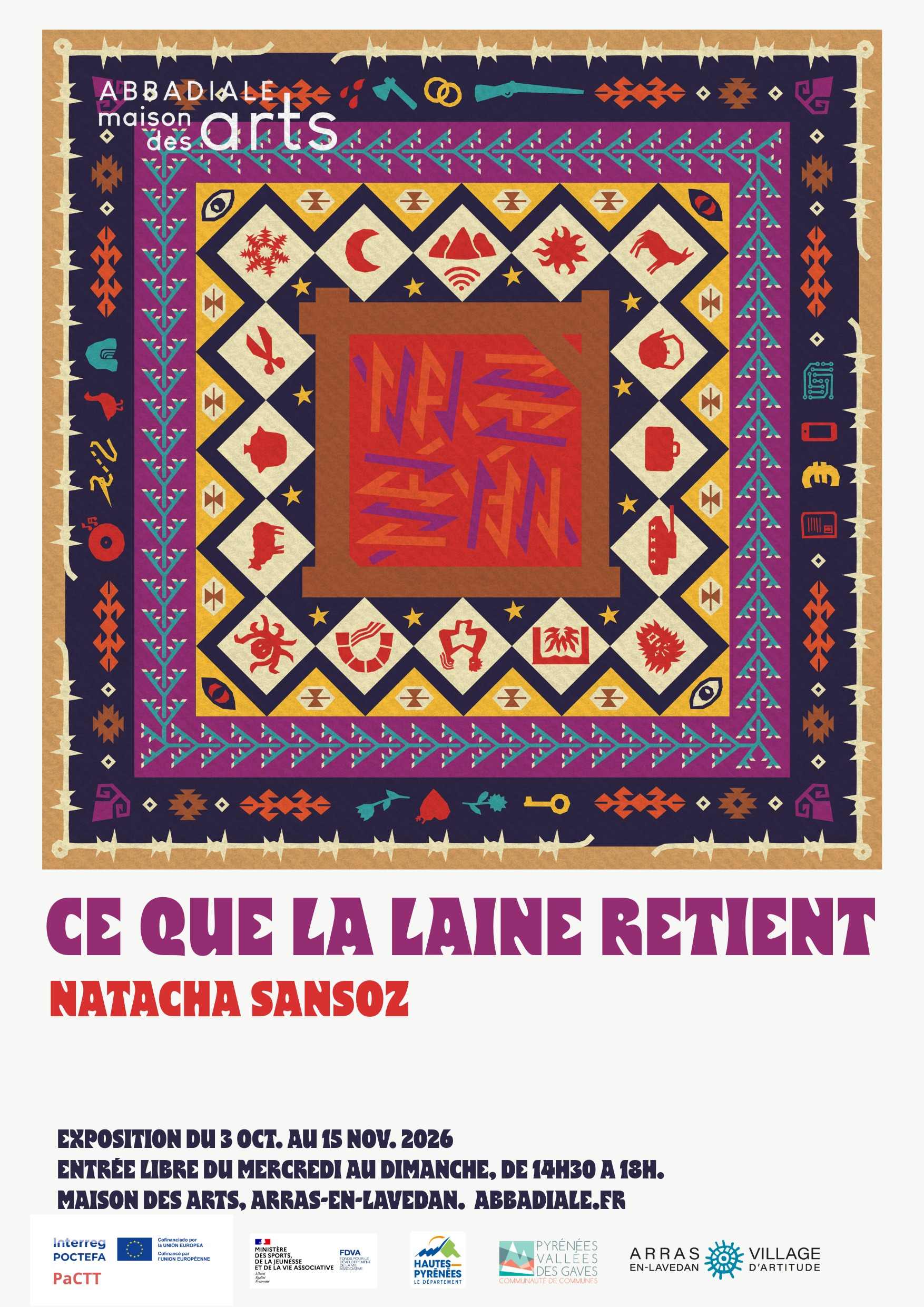 Affiche de l'exposition ce que la laine retient de Natacha Sansoz